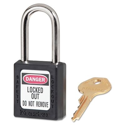 BLACK PLASTIC SAFETY PADLOCK KEYED DIFFE